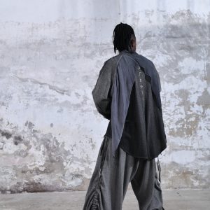 Black Menswear Shirt Boho Men Ceremony Outfit Sustainable